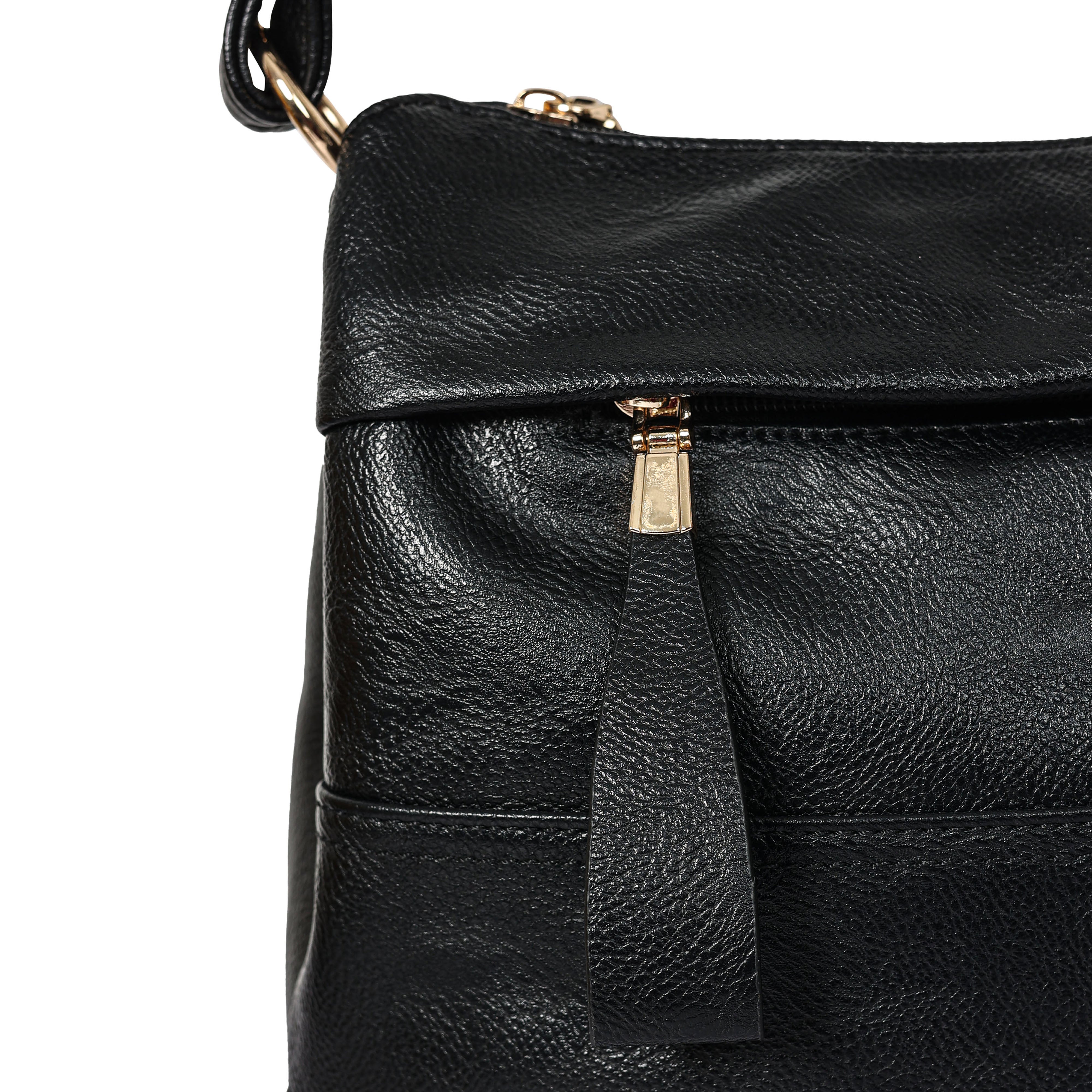 Bulchee Vegan Leather Women’s Shoulder Bag | Black & Tan | Spacious Bag for Daily Essentials