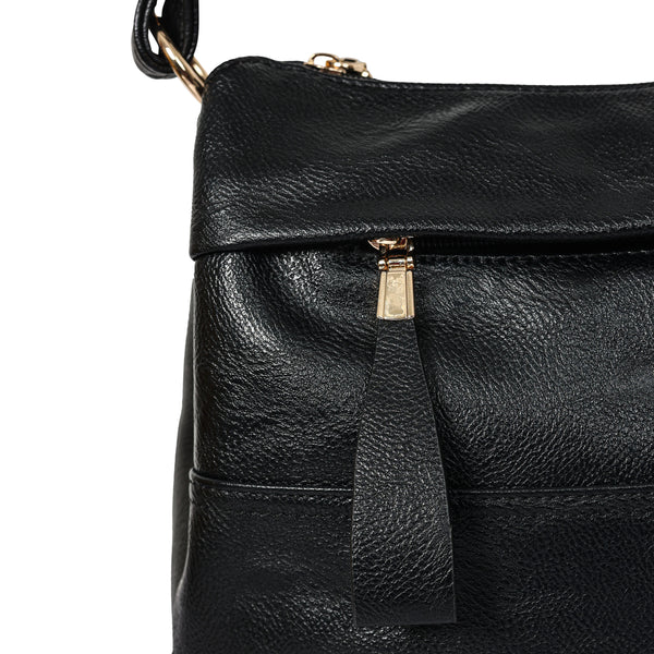 Bulchee Vegan Leather Women’s Shoulder Bag | Black & Tan | Spacious Bag for Daily Essentials