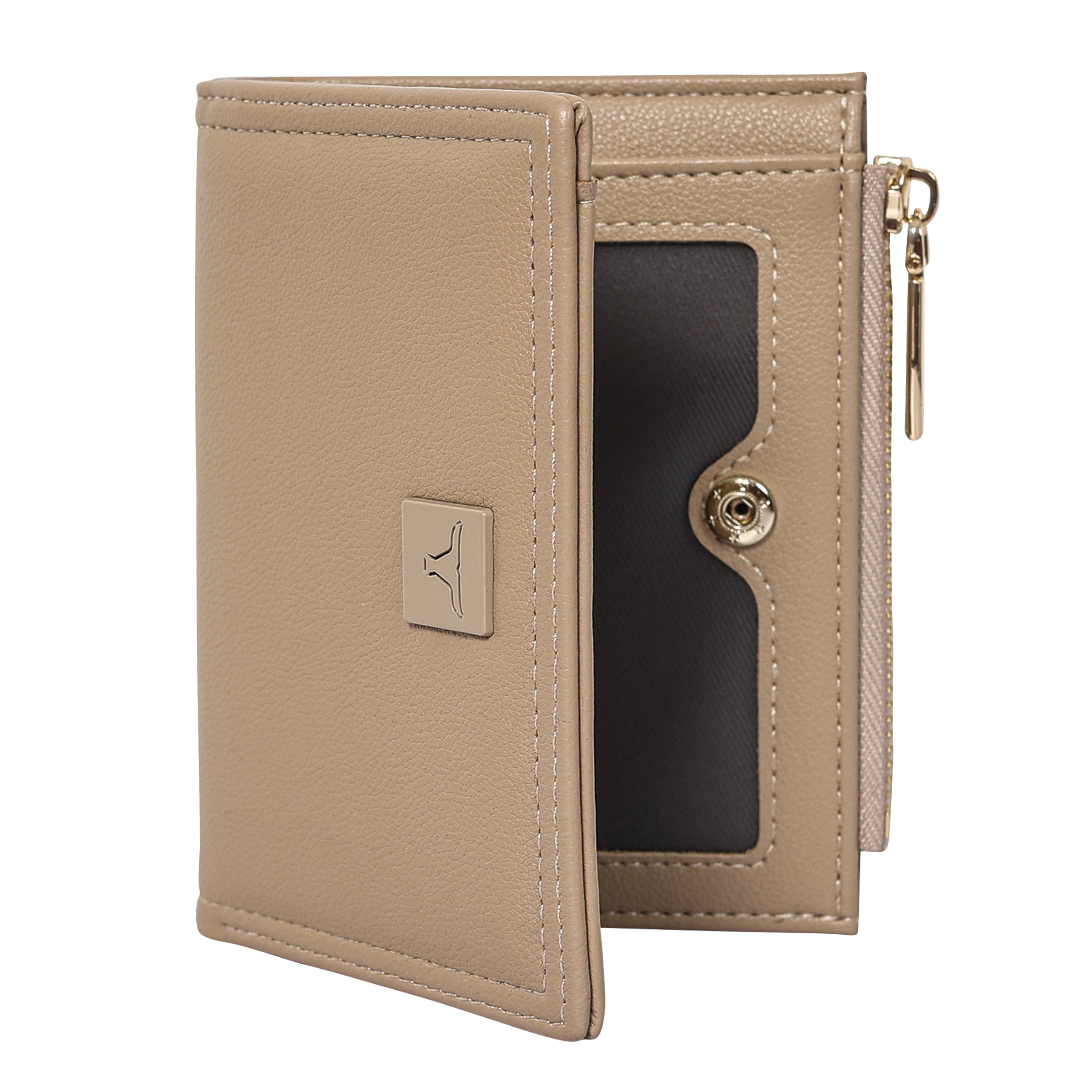 Bulchee Women’s Vegan Leather Wallet | Black & Beige | Slim Bifold with Coin Pouch & Quick-Access Compartments