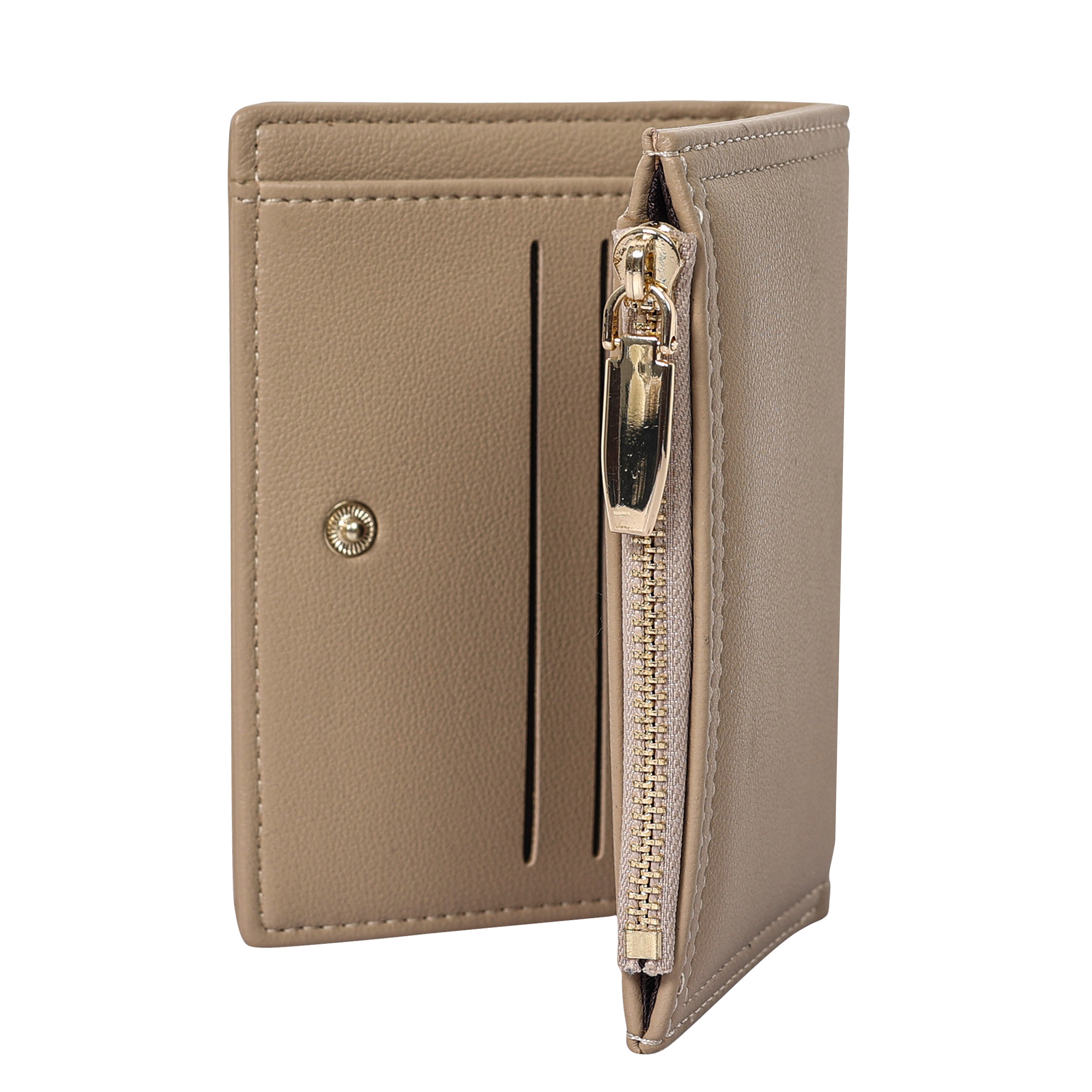 Bulchee Women’s Vegan Leather Wallet | Black & Beige | Slim Bifold with Coin Pouch & Quick-Access Compartments