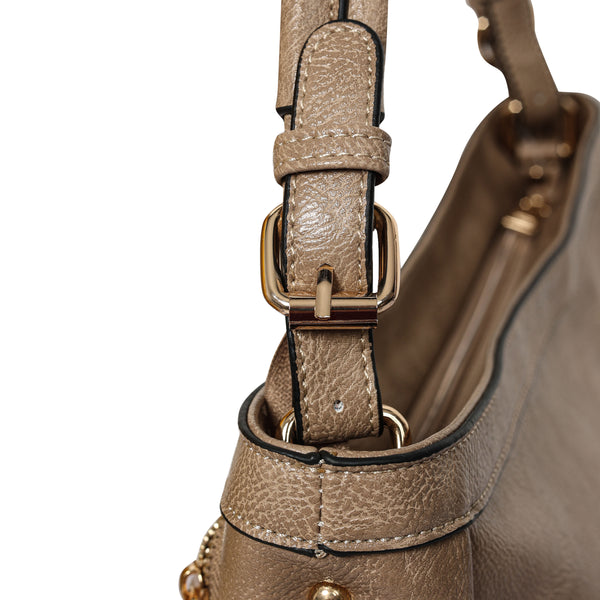 Bulchee Vegan Leather Women’s Shoulder Bag | Brown & Light Beige | Everyday Bag with Multiple Compartments