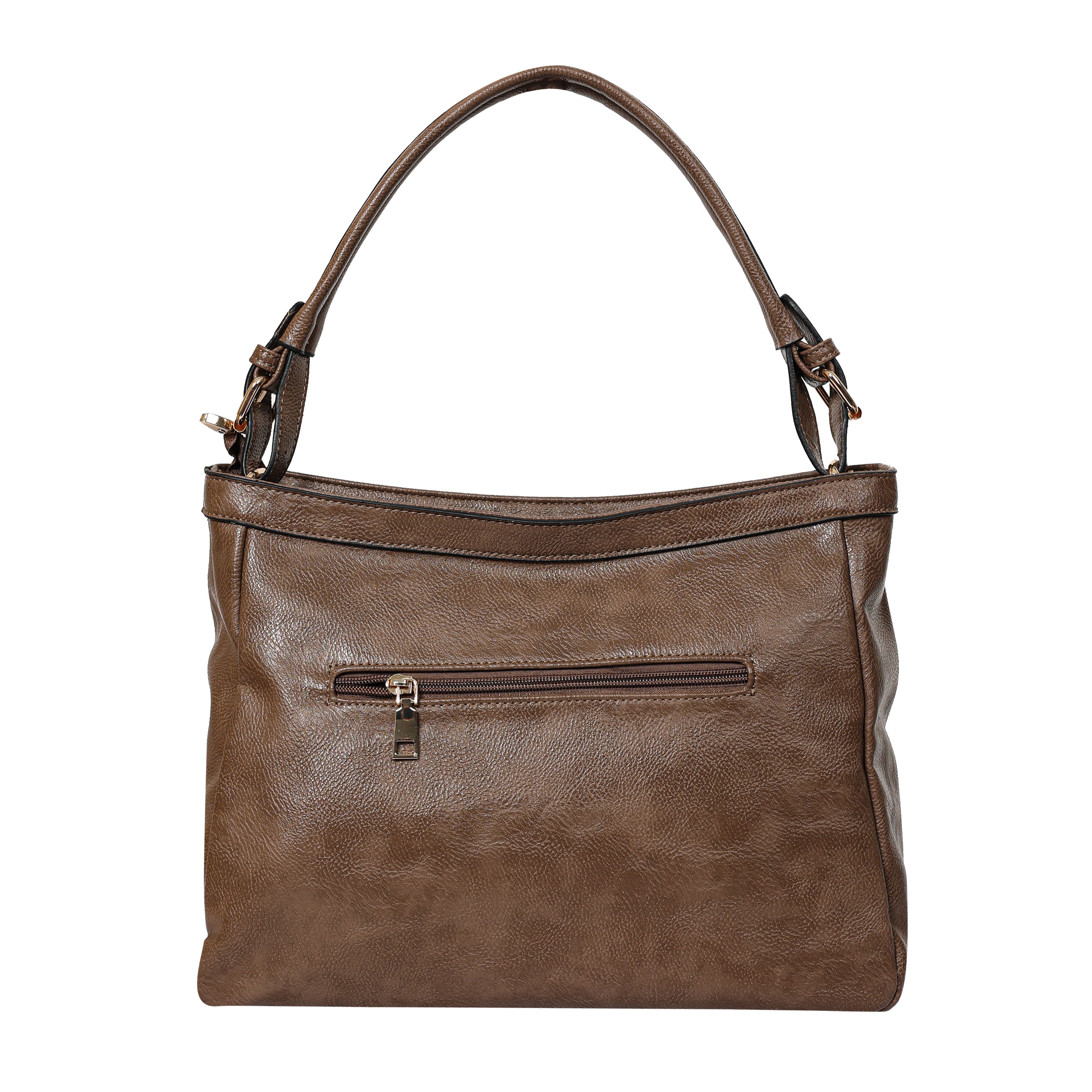 Bulchee Vegan Leather Women’s Shoulder Bag | Brown & Light Beige | Everyday Bag with Multiple Compartments