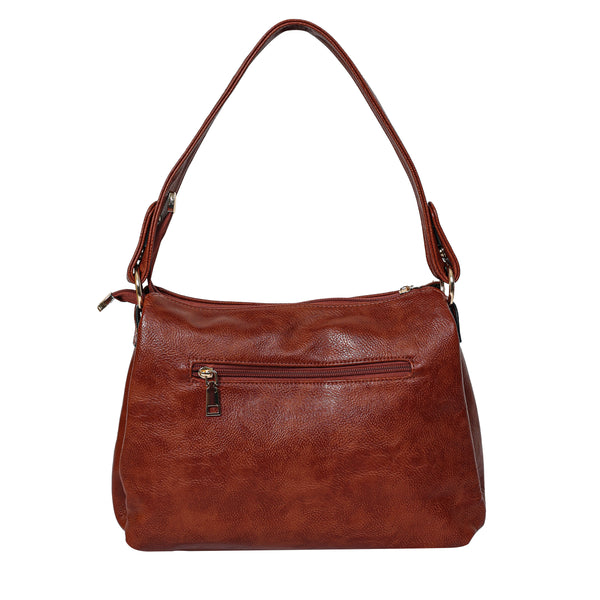 Bulchee Vegan Leather Women’s Shoulder Bag | Black & Tan | Spacious Bag for Daily Essentials