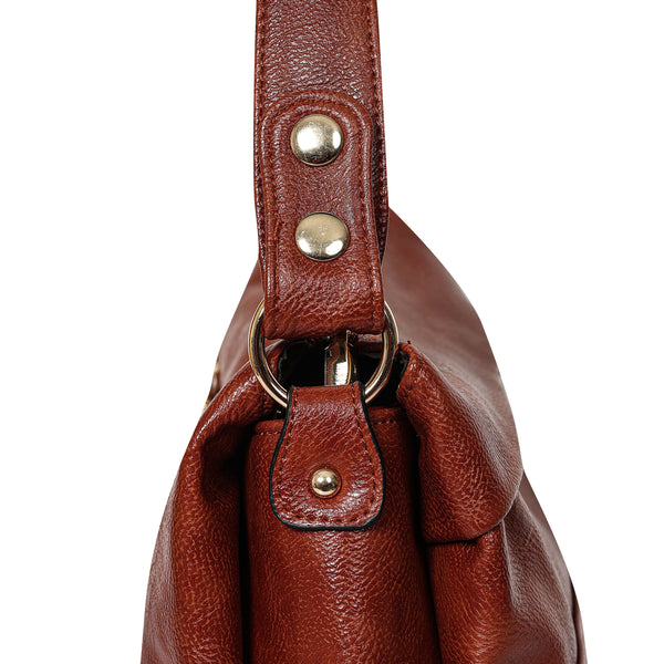 Bulchee Vegan Leather Women’s Shoulder Bag | Black & Tan | Spacious Bag for Daily Essentials