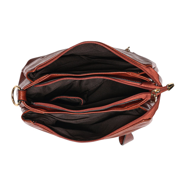 Bulchee Vegan Leather Women’s Shoulder Bag | Black & Tan | Spacious Bag for Daily Essentials