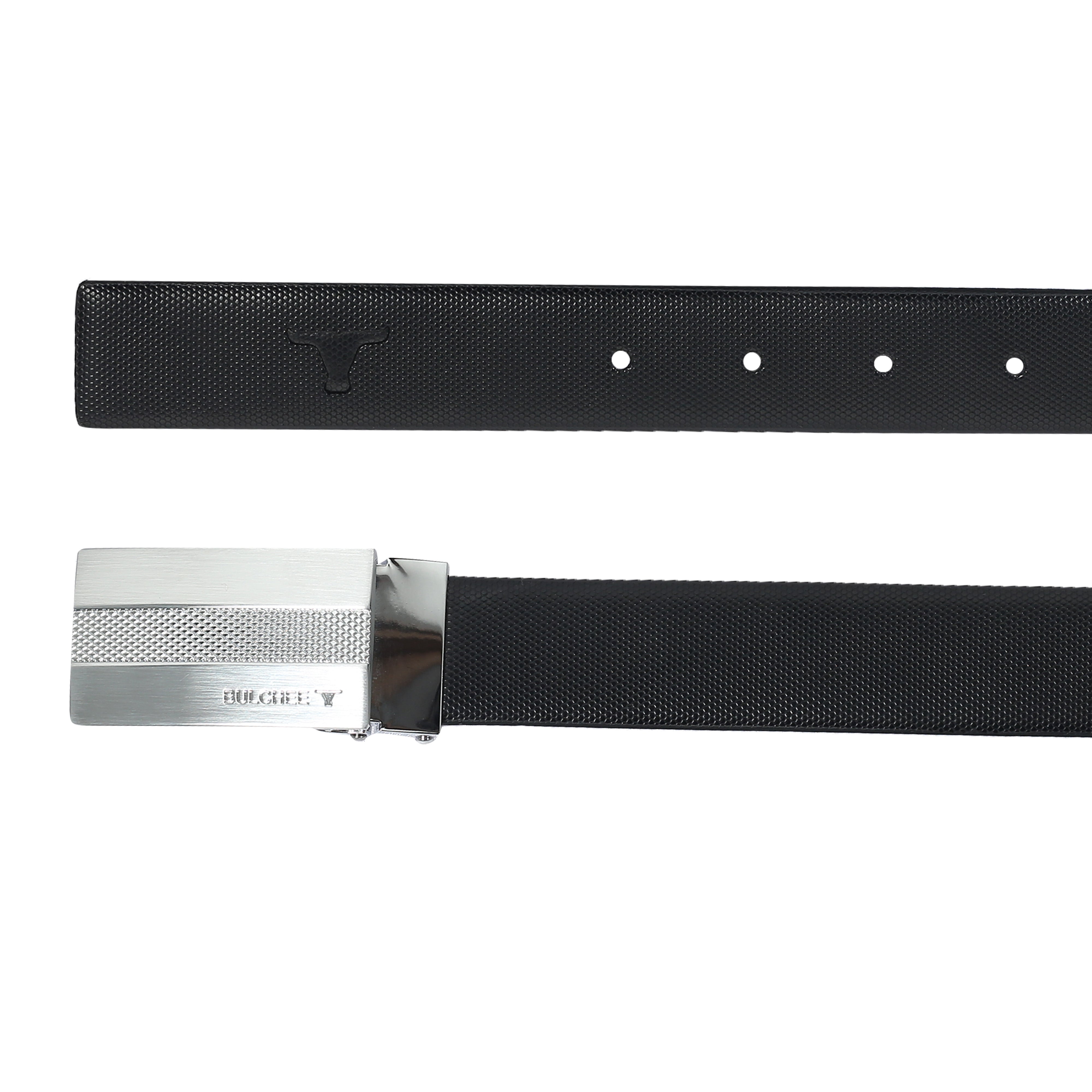 Bulchee Men's Reversible Flat Premium Leather Belt – Tan/Black, Brushed Chrome Buckle, 35mm Width