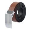 Bulchee Men's Reversible Flat Premium Leather Belt – Tan/Black, Brushed Chrome Buckle, 35mm Width