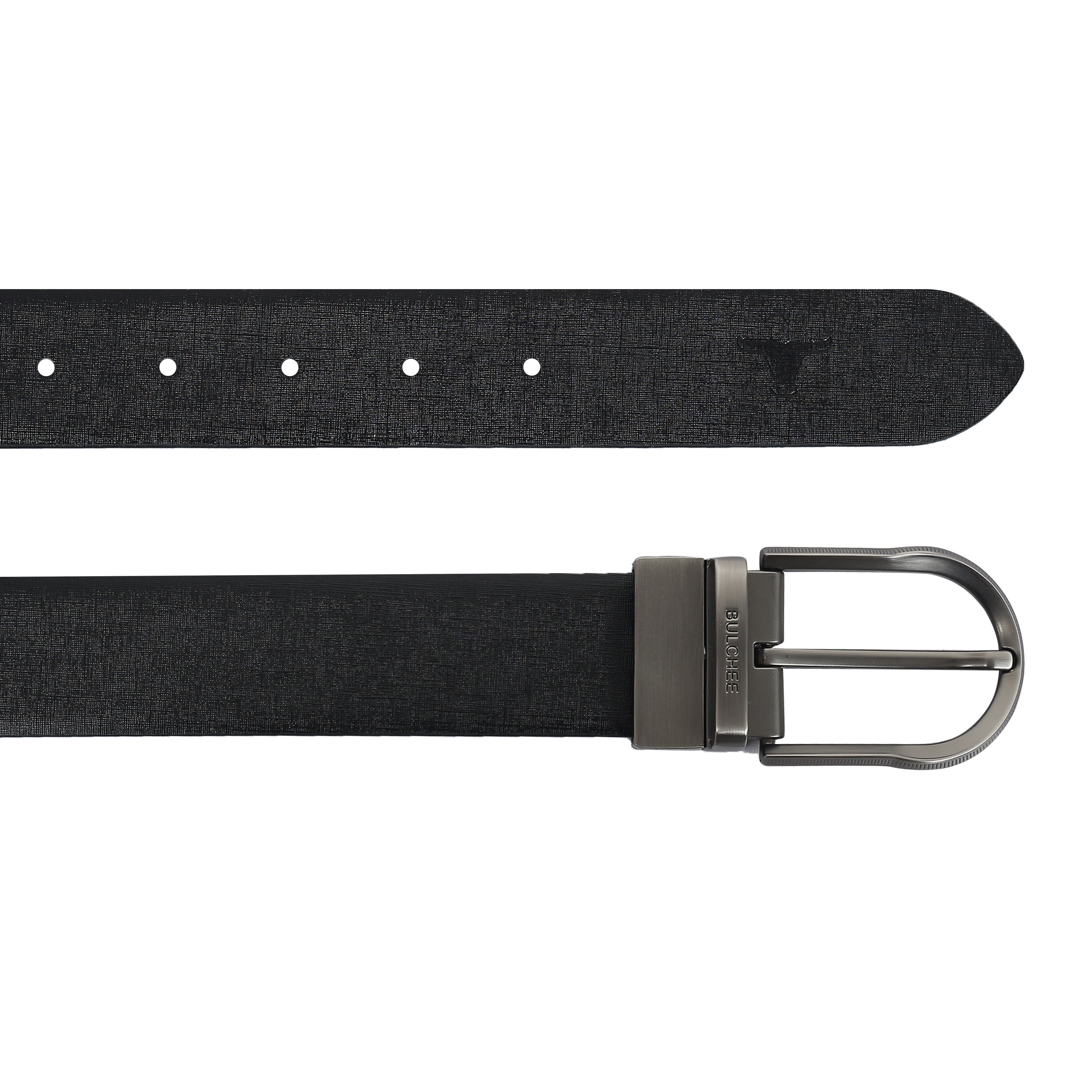 Bulchee Men's Reversible Leather Belt – Tan/Black, Brushed Satin Black Prong Buckle, 35mm Width, Size XXL (52-55