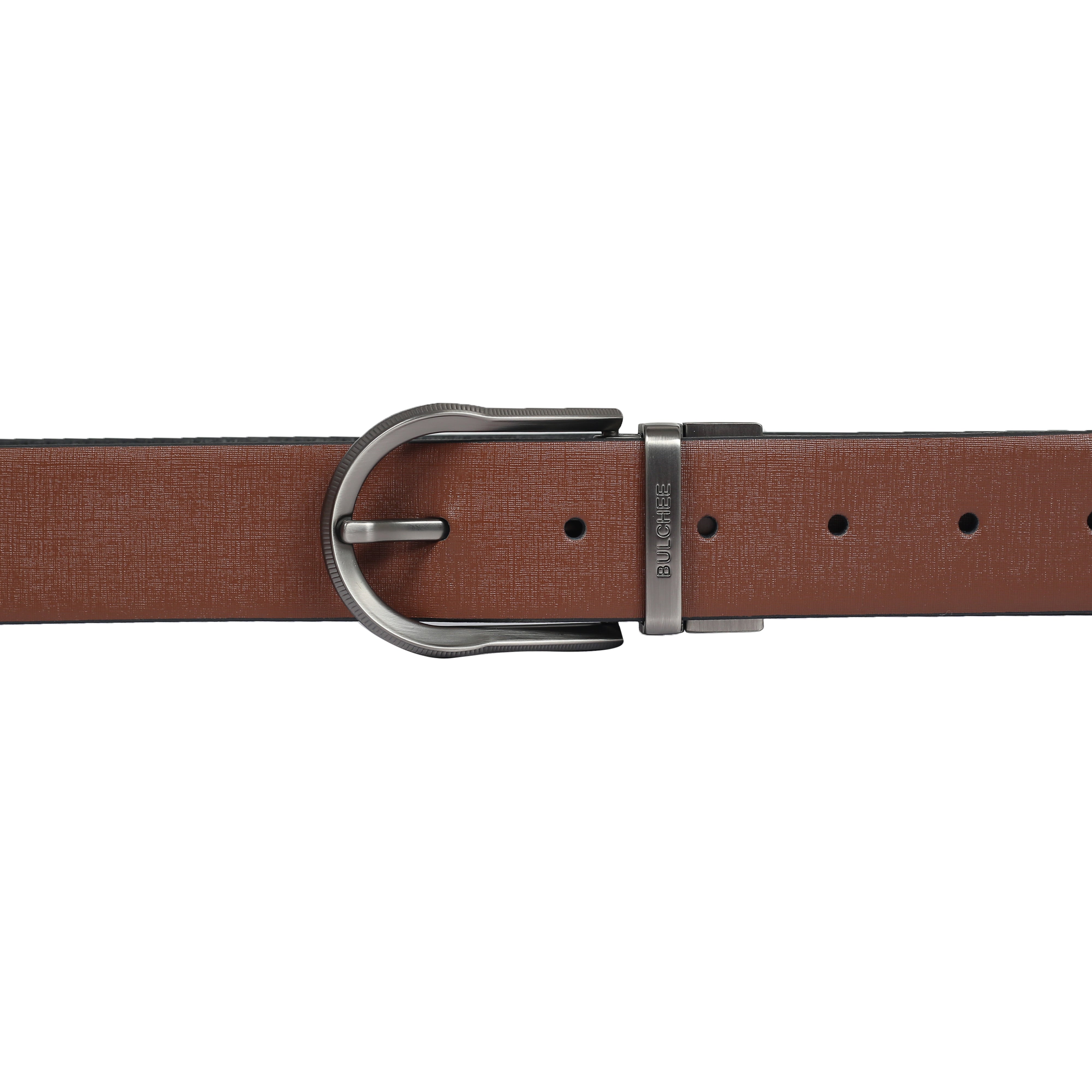 Bulchee Men's Reversible Leather Belt – Tan/Black, Brushed Satin Black Prong Buckle, 35mm Width, Size XXL (52-55