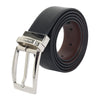 Bulchee Men's Reversible Leather Belt – Brown/Black, Shiny Nickel Prong Buckle, 35mm Width