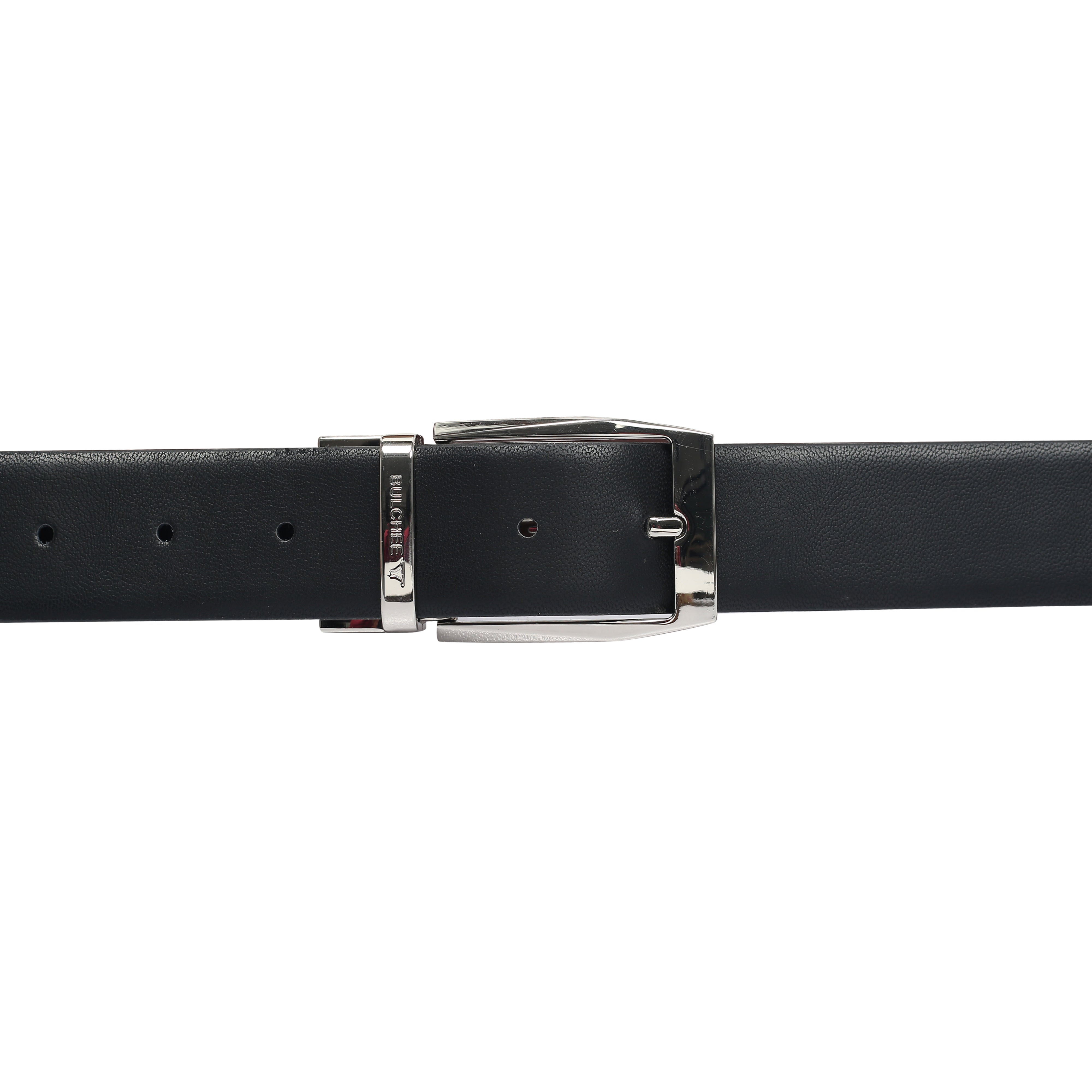 Bulchee Men's Reversible Leather Belt – Brown/Black, Shiny Nickel Prong Buckle, 35mm Width
