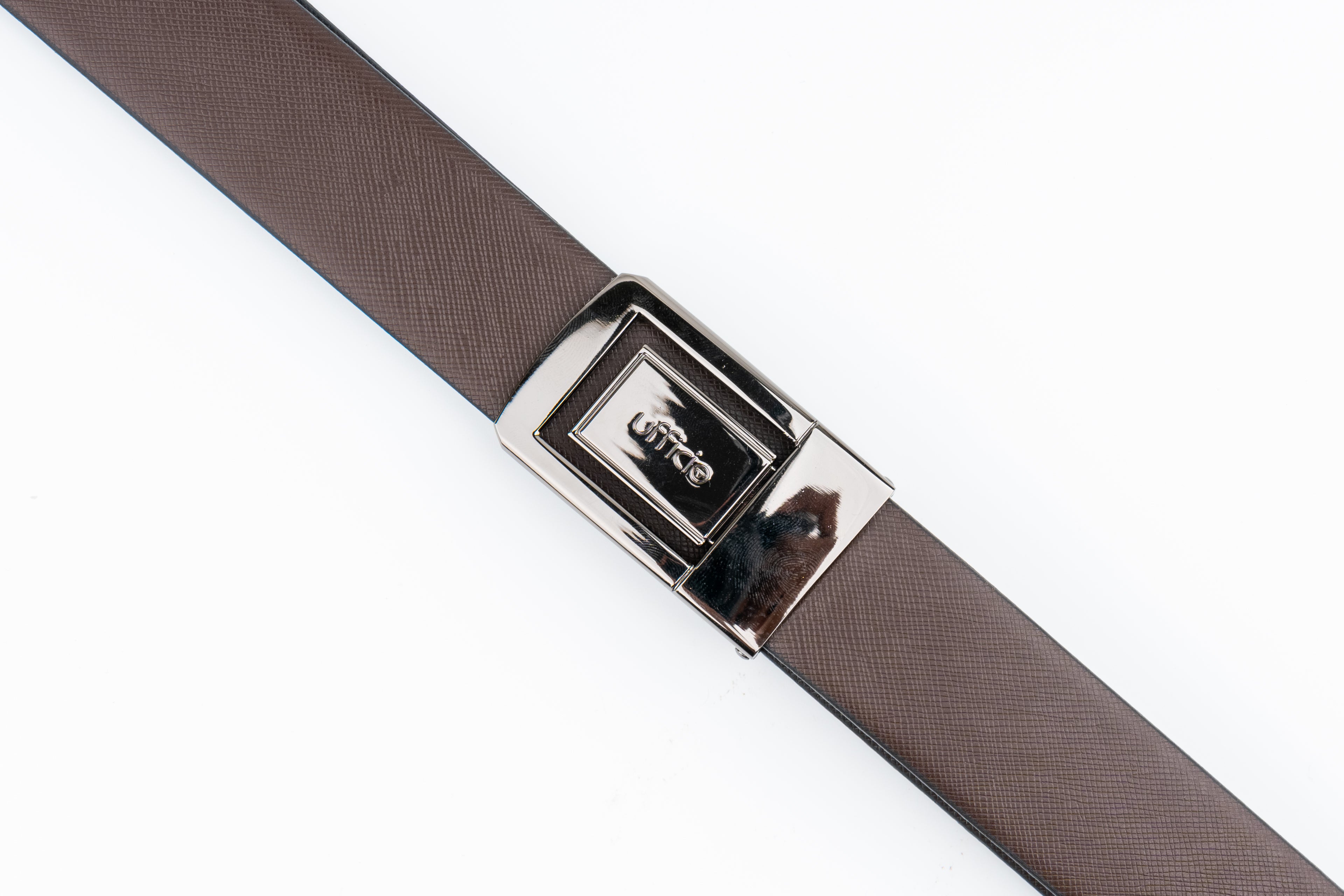 Ufficio Men's Brown/Black Flat Reversible with Shiny Black Belt