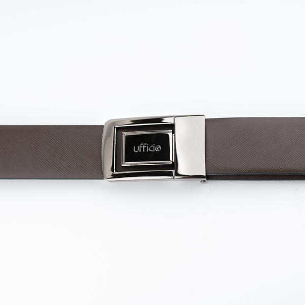Ufficio Men's Brown/Black Flat Reversible with Shiny Black Belt