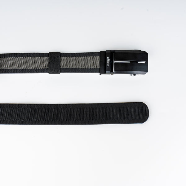 Ufficio Men's Grey/Black Stretchable Autolock Belt with Matt Black Buckle