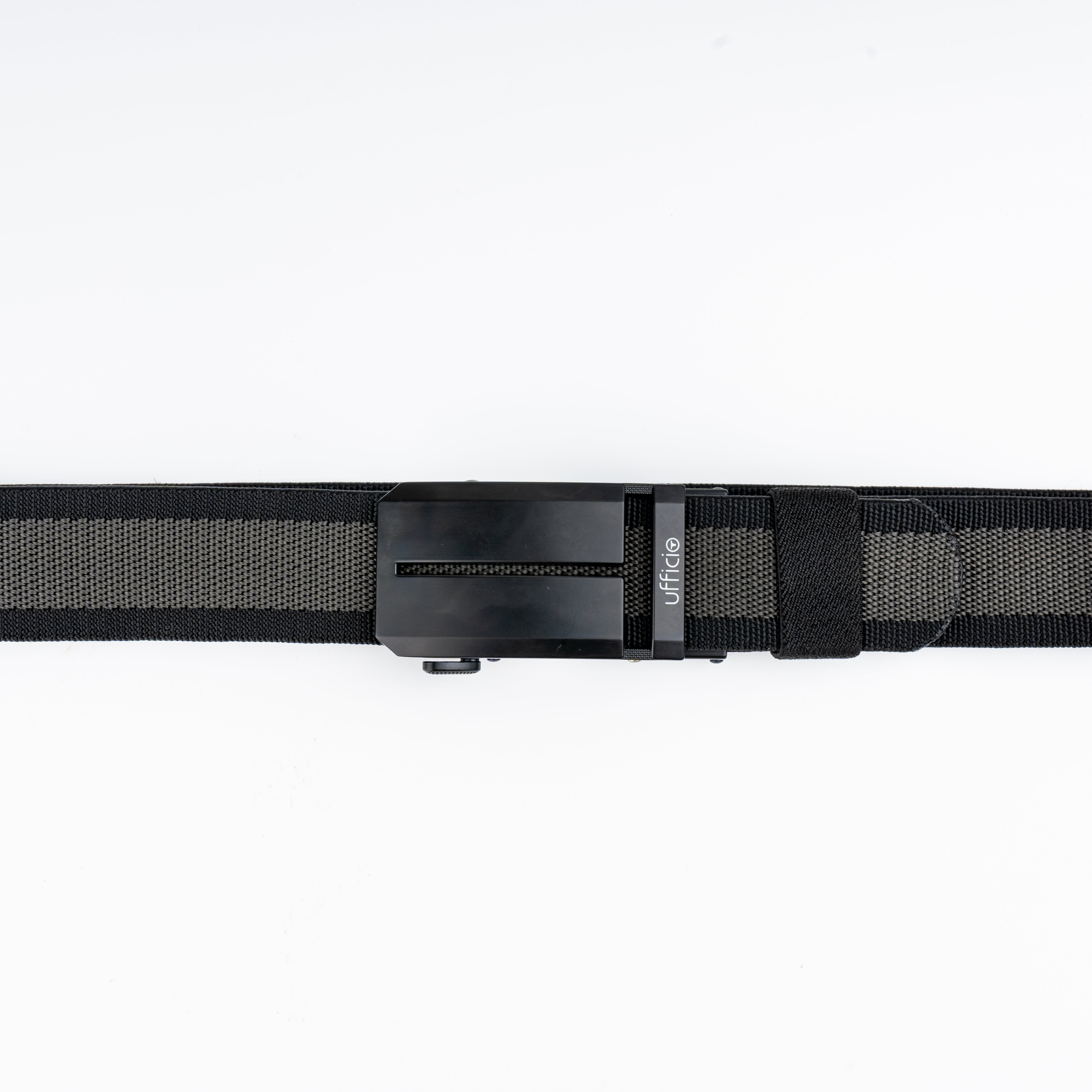 Ufficio Men's Grey/Black Stretchable Autolock Belt with Matt Black Buckle