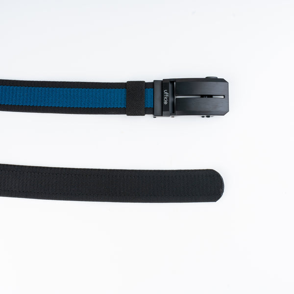 Ufficio Men's Blue/Black Stretchable Autolock Belt with Matt Black Buckle