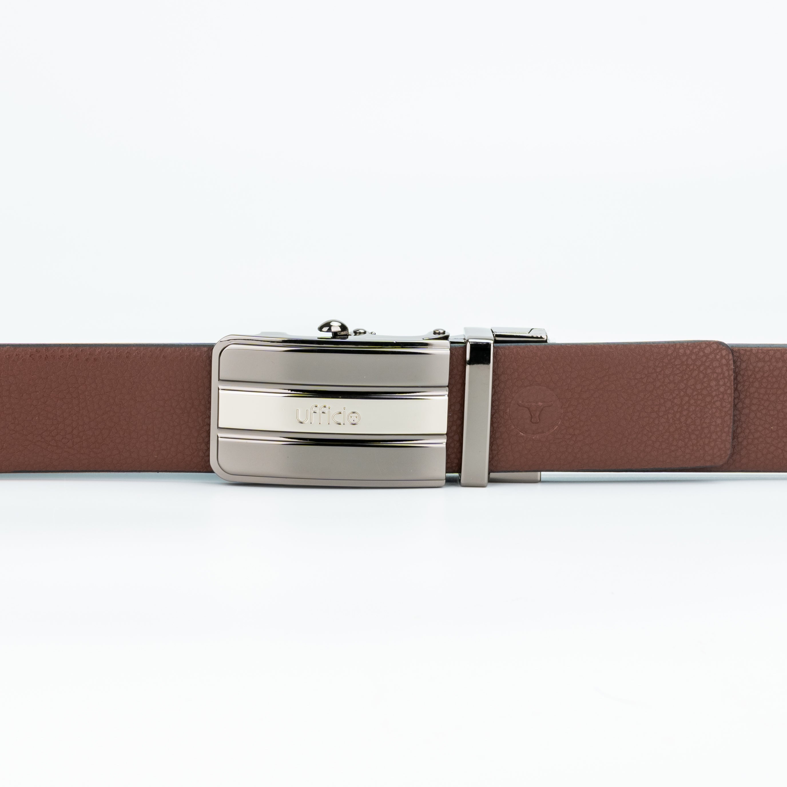 Ufficio Men's Brown Black Reversible Autolock with Shiny Black & Nickle Buckle Belt