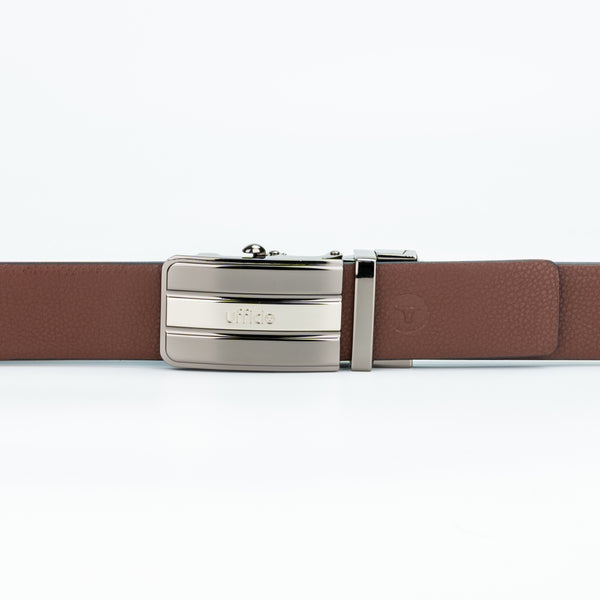 Ufficio Men's Brown Black Reversible Autolock with Shiny Black & Nickle Buckle Belt