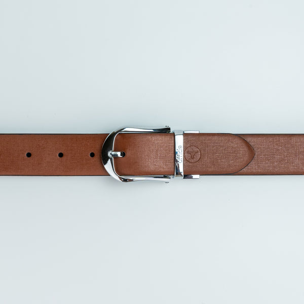 Ufficio Men's Black/Tan Reversible Prong with Chrome buckle Belt