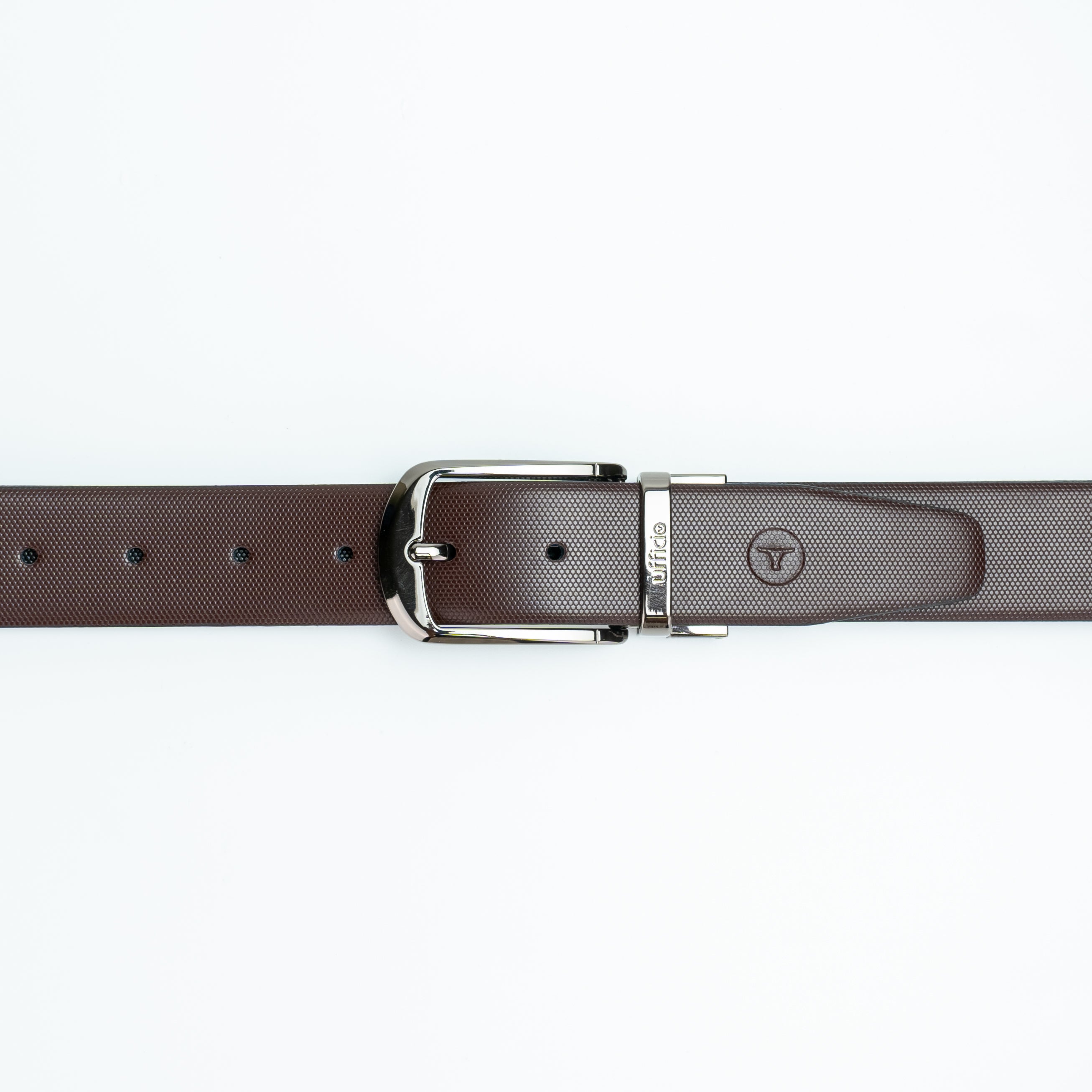 Ufficio Men’s Reversible Leather Belt – Dual Color with Shiny Black Prong Buckle