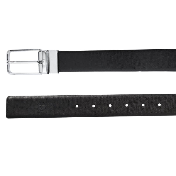 Ufficio Men’s Reversible Saffiano Leather Belt – Formal Blue & Black with Prong Buckle