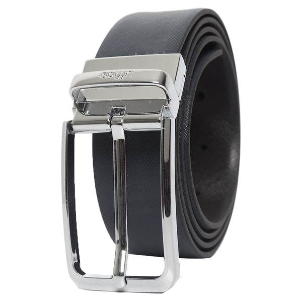 Ufficio Men's Reversible Saffiano Leather Belt (Formal, Blue/Black)