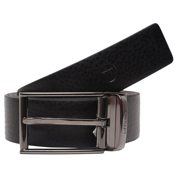 Ufficio Men’s Reversible Leather Belt – Formal Black & Tan with Prong Buckle