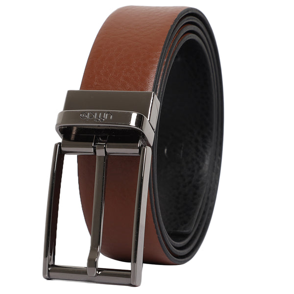 Ufficio Men’s Reversible Leather Belt – Formal Black & Tan with Prong Buckle