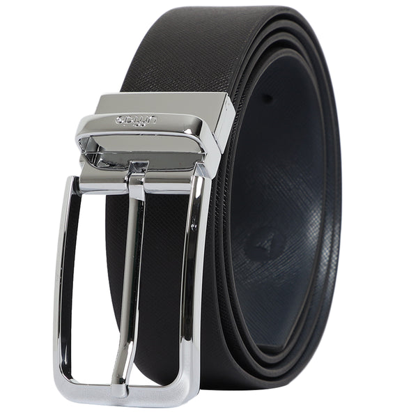 Ufficio Men's Reversible Saffiano Leather Belt (Formal, Blue/Black)