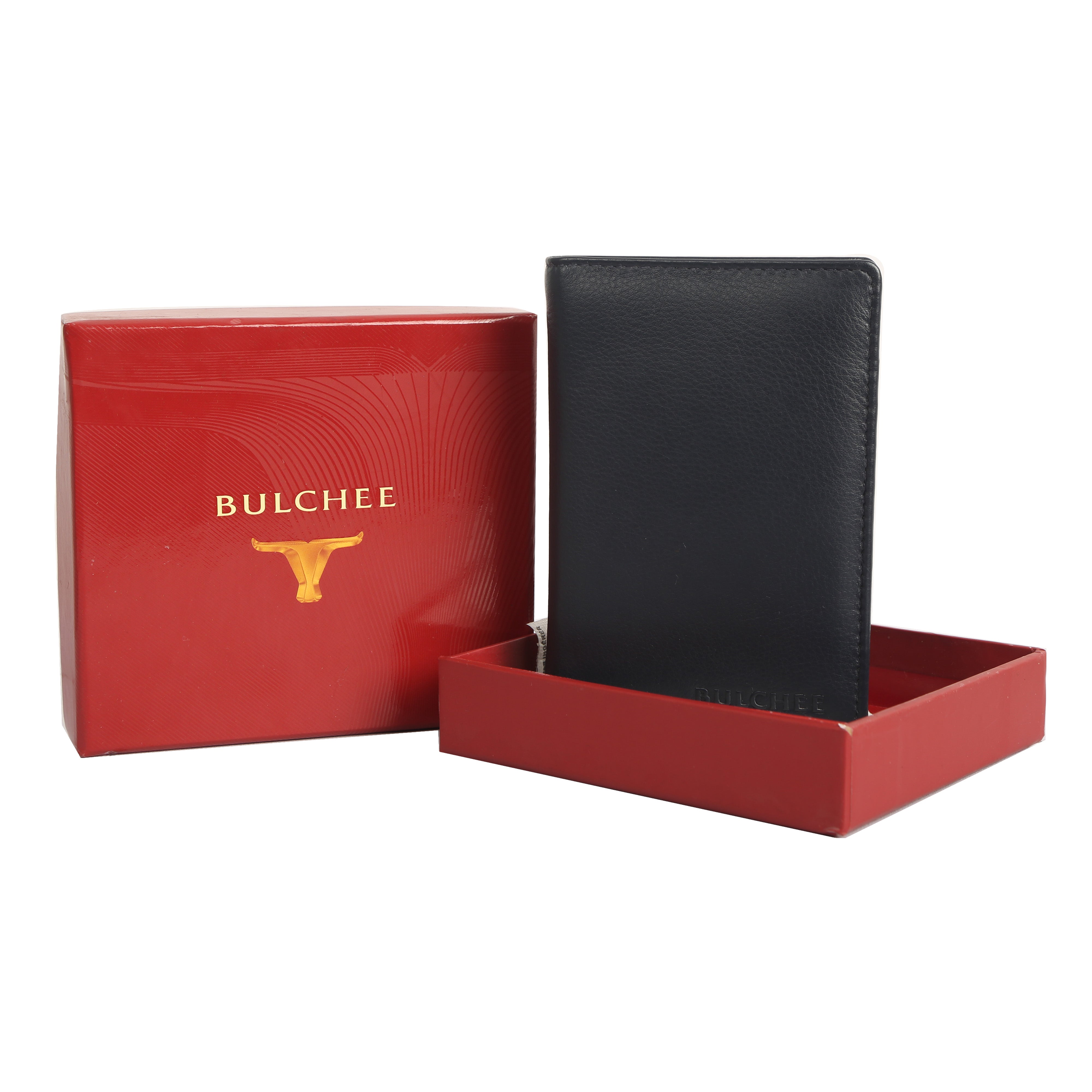 Bulchee Men Navy Blue Genuine Leather Wallet