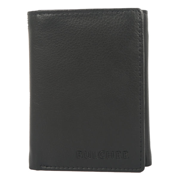 Bulchee Men Black Trifold Leather Wallet