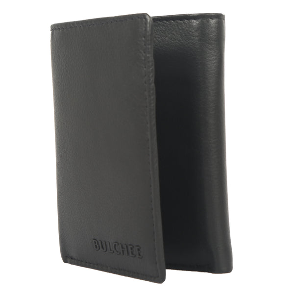 Bulchee Men Black Trifold Leather Wallet