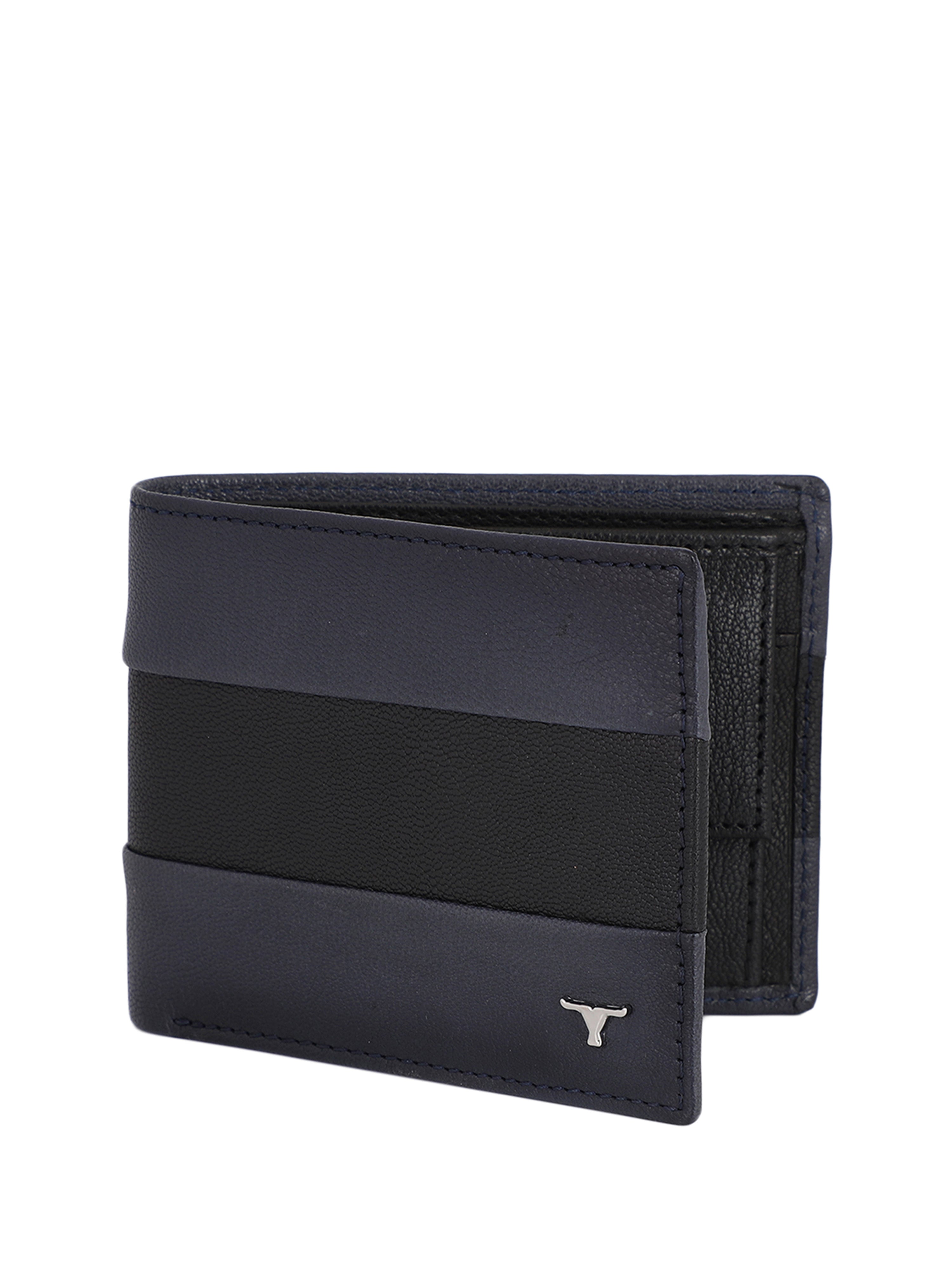Bulchee Men’s Blue & Black Leather Wallet – Two-Toned Bi-fold with Card & Coin Pocket
