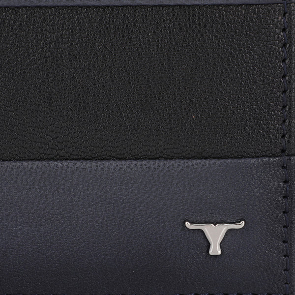 Bulchee Men’s Blue & Black Leather Wallet – Two-Toned Bi-fold with Card & Coin Pocket