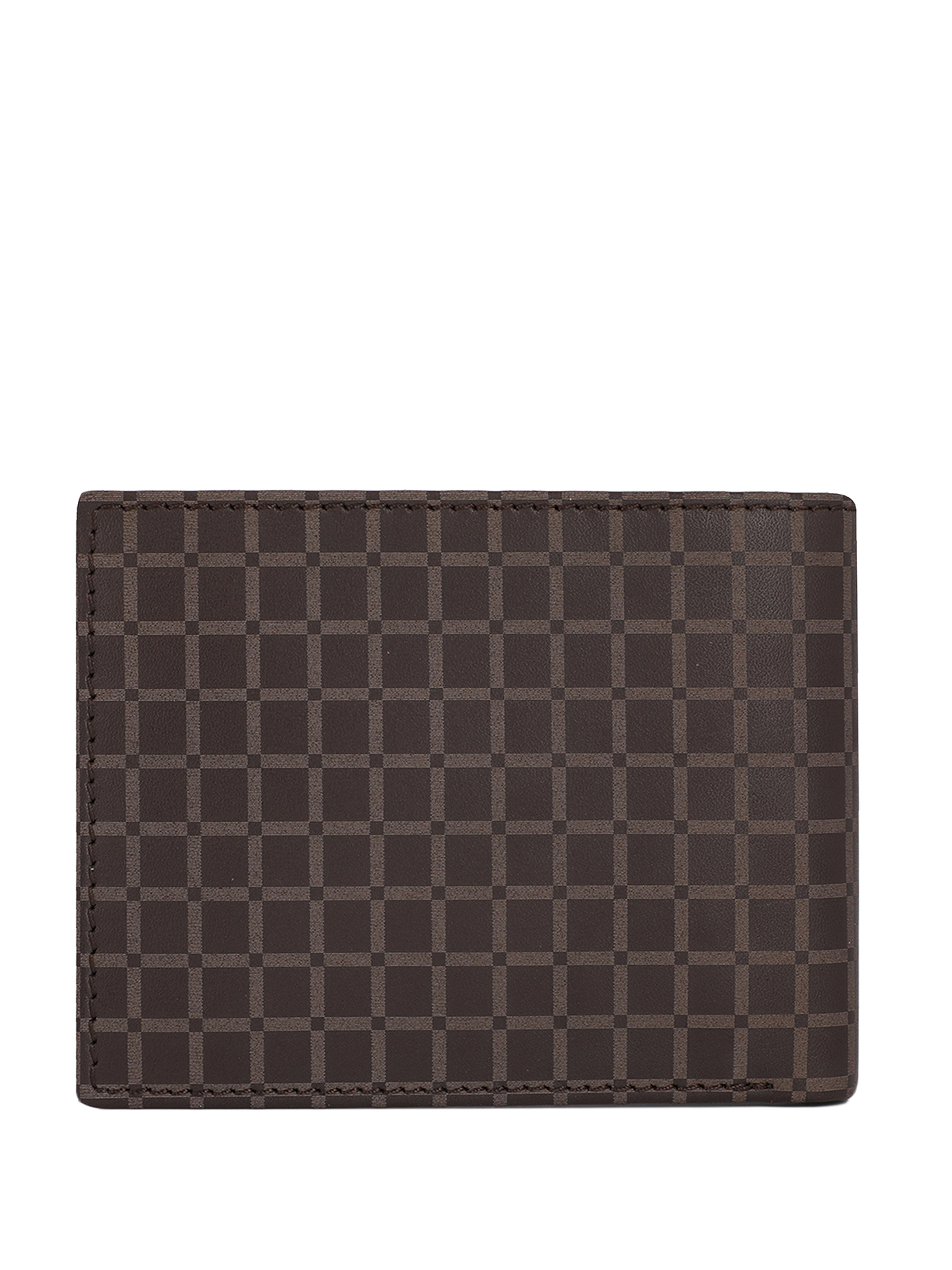 Bulchee Men’s Brown Leather Wallet – Laser-Etched Checkered Bi-fold with 8 Card Slots