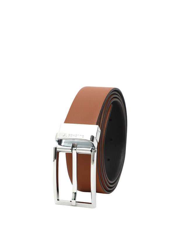 Bulchee Premium Collections Men's Genuine Leather Belt | Reversible Prong | Tan/Black | BUL2118B