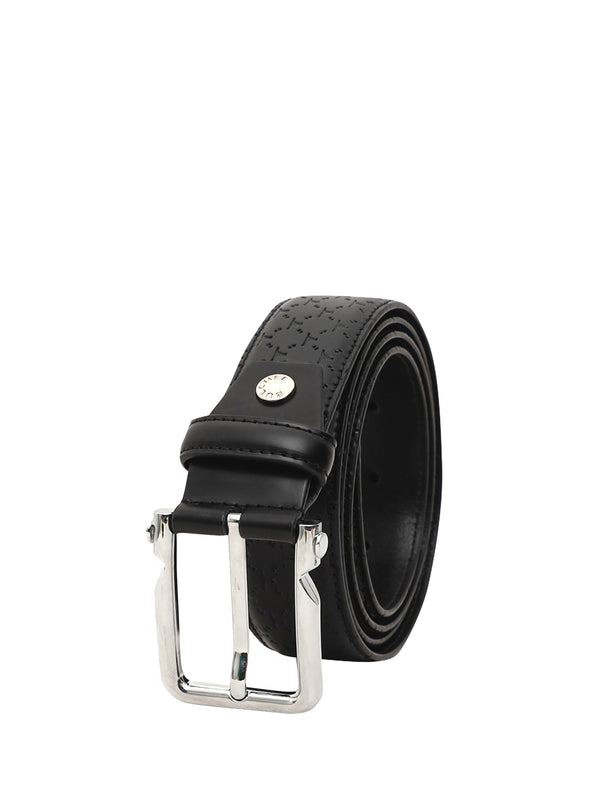 Bulchee Men's Casual  Genuine Leather Belt | Monogram Belt | Black | BUL2158B