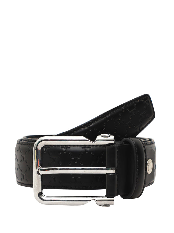 Bulchee Men's Casual  Genuine Leather Belt | Monogram Belt | Black | BUL2158B