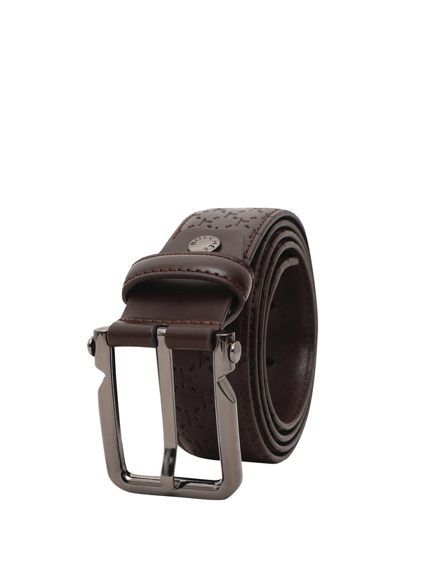 Bulchee Premium Collections Men's Genuine Leather Belt | Monogram Belt | Brown