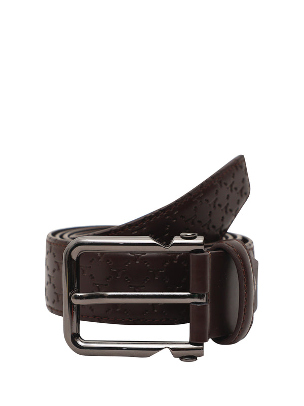 Bulchee Premium Collections Men's Genuine Leather Belt | Monogram Belt | Brown
