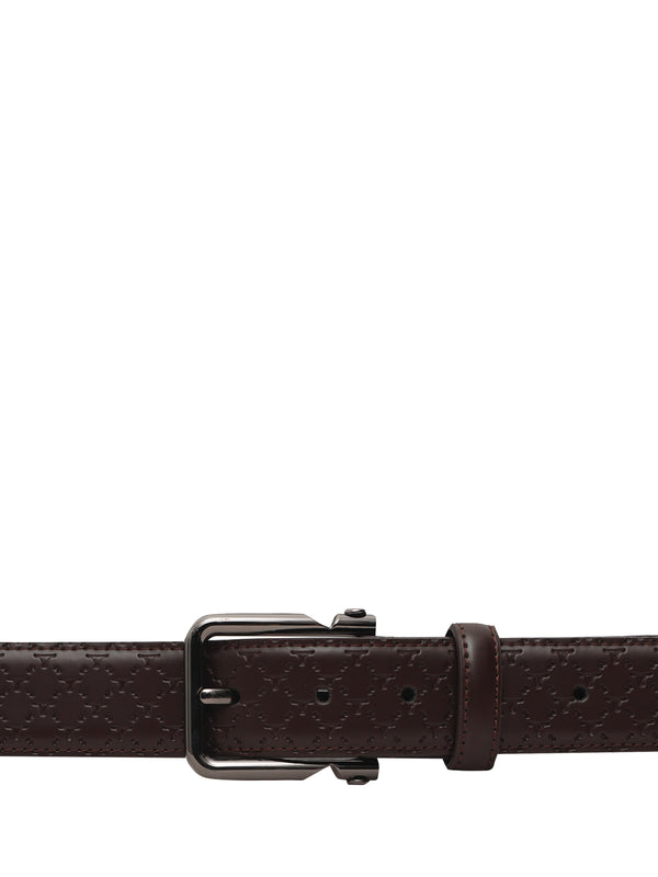 Bulchee Premium Collections Men's Genuine Leather Belt | Monogram Belt | Brown