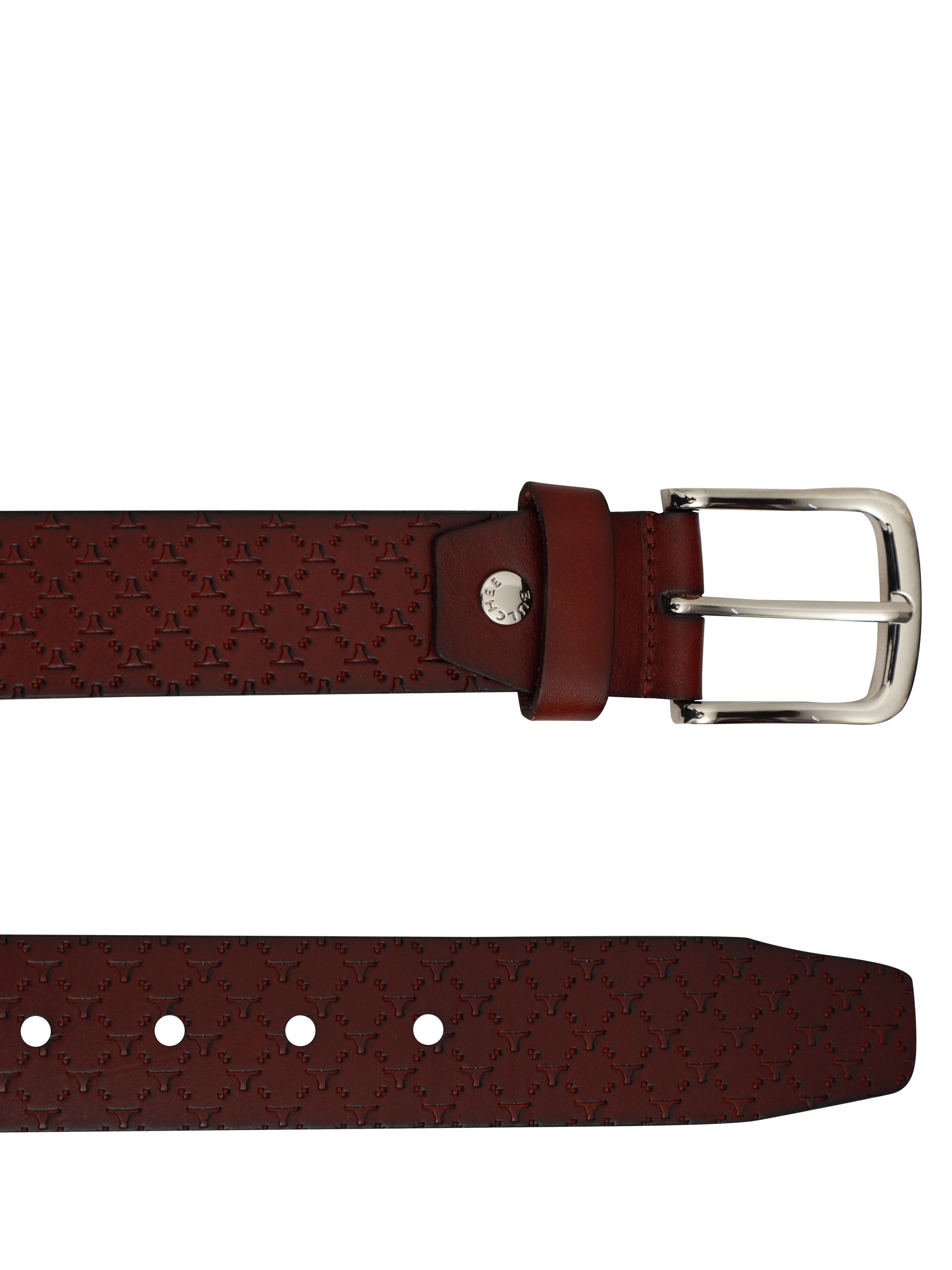 Bulchee Premium Collections Men's Genuine Leather Belt | Monogram Belt | Brown