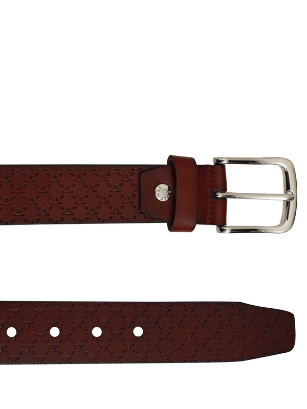 Bulchee Premium Collections Men's Genuine Leather Belt | Monogram Belt | Brown