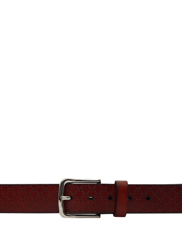 Bulchee Premium Collections Men's Genuine Leather Belt | Monogram Belt | Brown