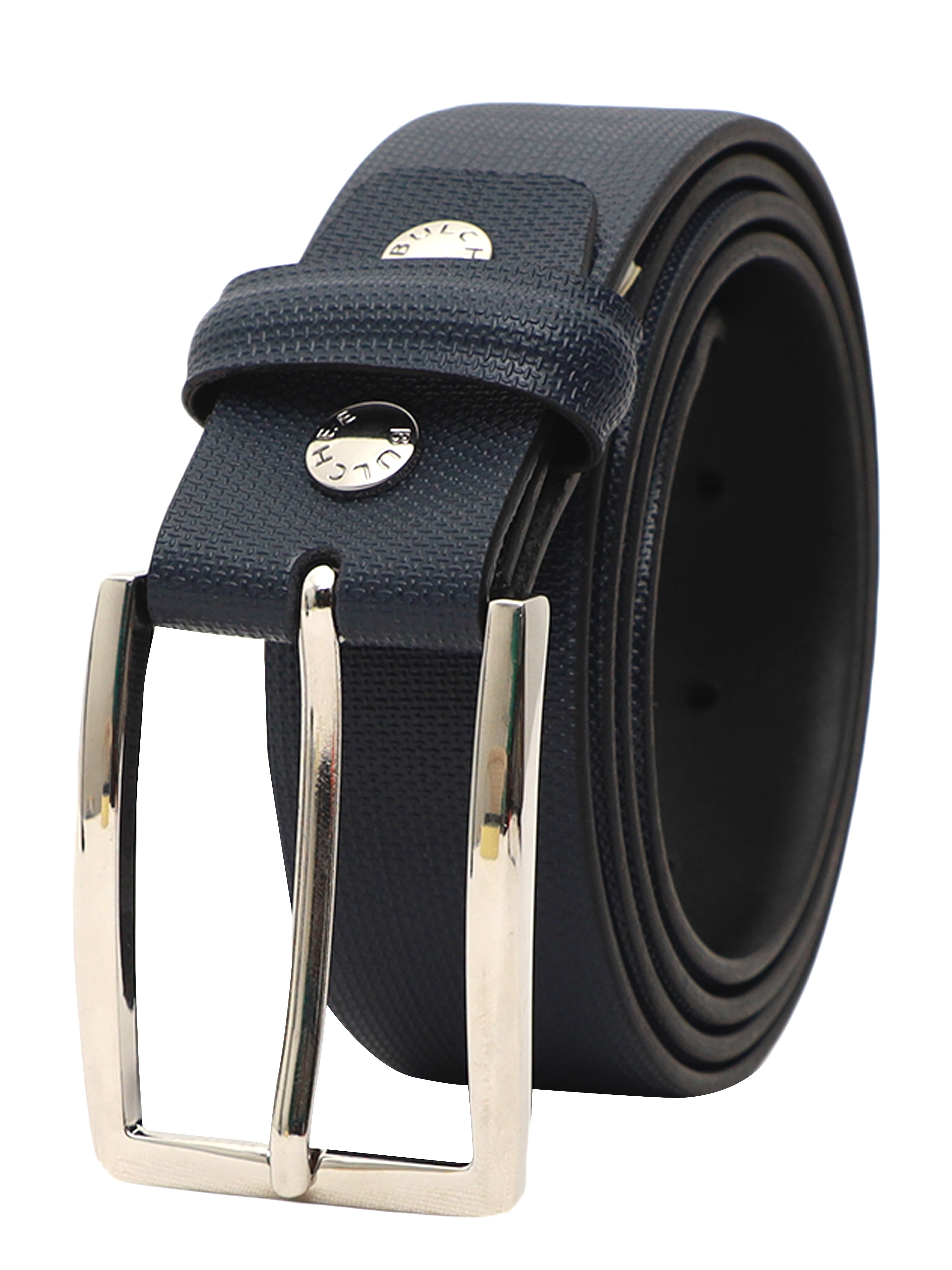 Bulchee  Men's Plain Chinos Genuine Leather Belt Blue BUL2170B