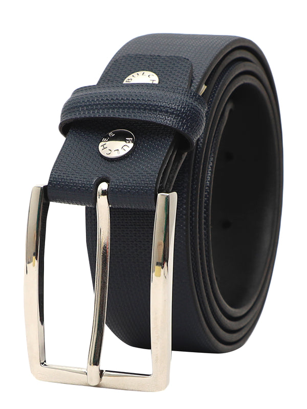 Bulchee  Men's Plain Chinos Genuine Leather Belt Blue BUL2170B