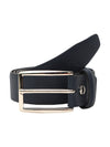 Bulchee  Men's Plain Chinos Genuine Leather Belt Blue BUL2170B