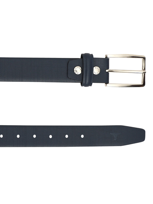 Bulchee  Men's Plain Chinos Genuine Leather Belt Blue BUL2170B