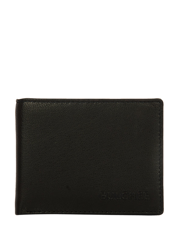 Bulchee Men’s Black Genuine Leather Bi-Fold Wallet – Slim & Compact