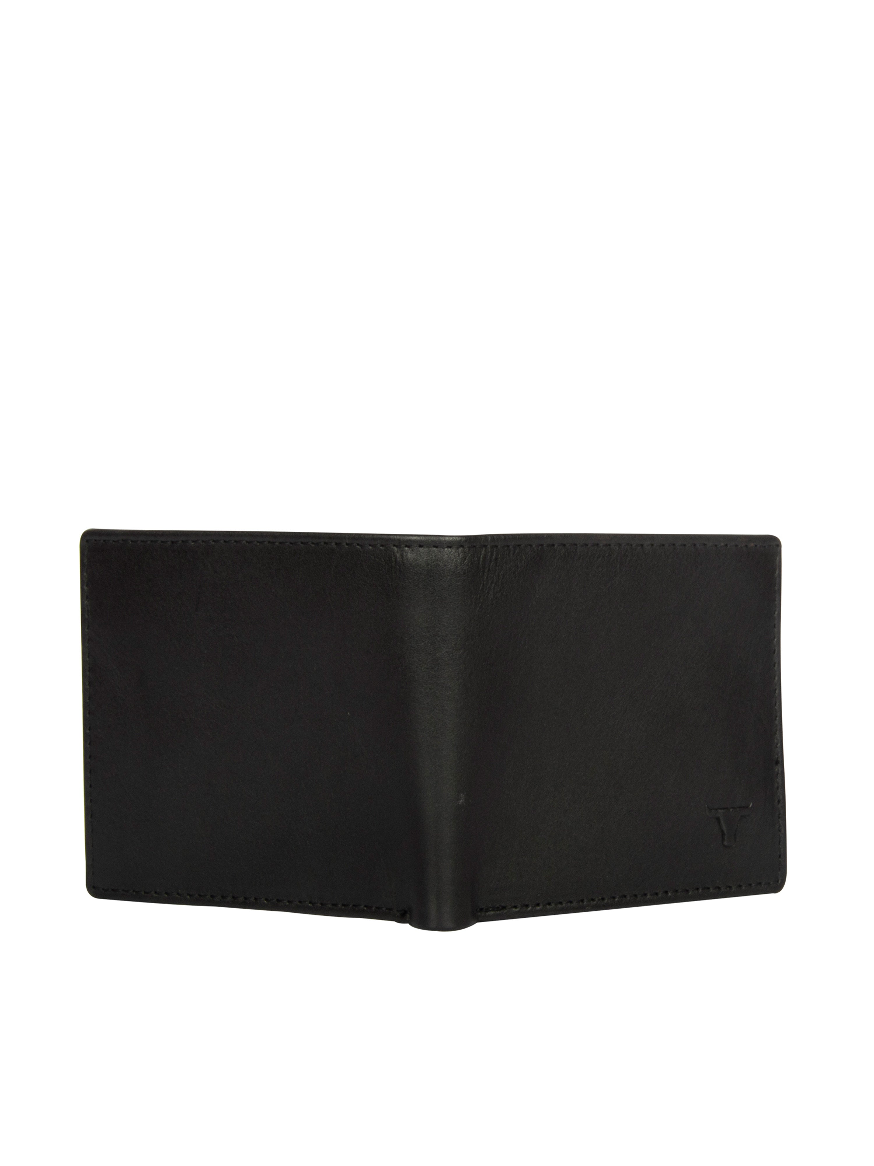 Bulchee Men’s Black Leather Wallet – Plain Bi-Fold with Coin Pocket & 6 Card Slots